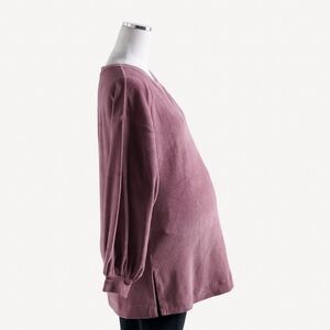 NWT S Kate Quinn Maternity Gathered Sleeve Tunic Wild Ginger Velour Sweatshirt